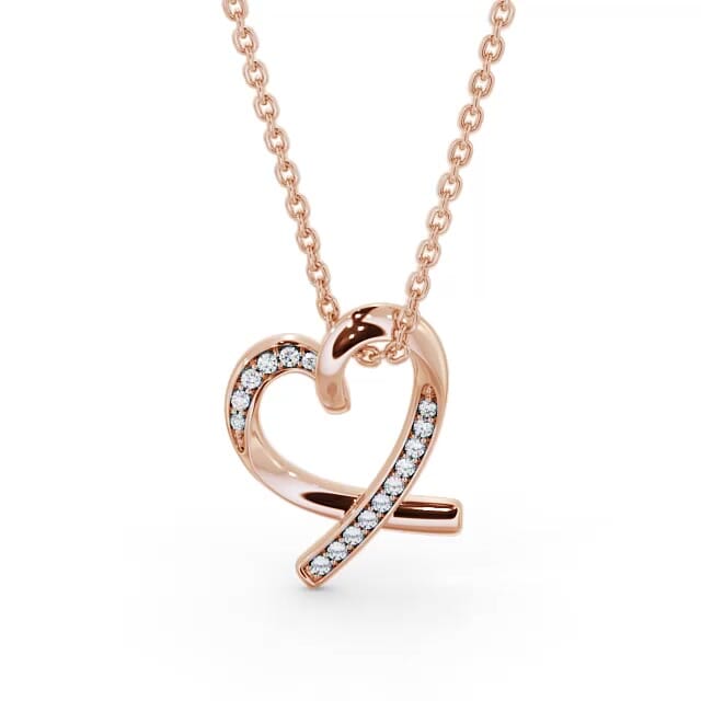 Heart Shaped Diamond Pendant 18K Rose Gold - Damaya PNT95_RG_NECK
