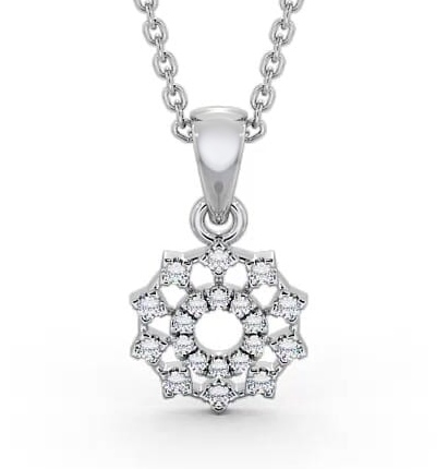 Floral Design Diamond Pendant 9K White Gold PNT97_WG_THUMB2 