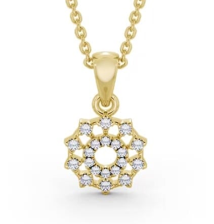 Floral Design Diamond Pendant 18K Yellow Gold PNT97_YG_THUMB2 
