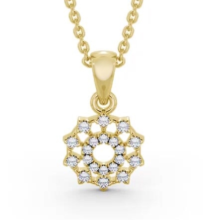 Floral Design Diamond Pendant 9K Yellow Gold PNT97_YG_THUMB2 