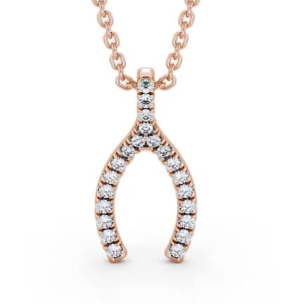 Wishbone Style Diamond Pendant 9K Rose Gold PNT98_RG_THUMB1