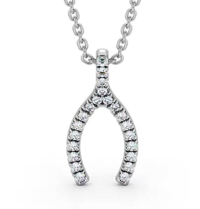 Wishbone Style Diamond Pendant 9K White Gold PNT98_WG_THUMB2 