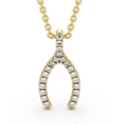 Wishbone Style Diamond Pendant 18K Yellow Gold PNT98_YG_THUMB2 
