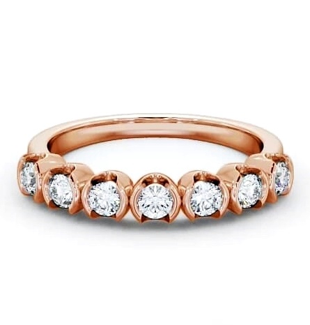 Seven Stone Round Diamond Open Bezel Style Ring 18K Rose Gold SE11_RG_THUMB1