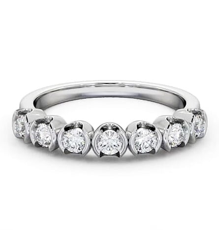 Seven Stone Round Diamond Open Bezel Style Ring 18K White Gold SE11_WG_THUMB1