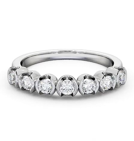 Seven Stone Round Diamond Open Bezel Style Ring 9K White Gold SE11_WG_THUMB2 