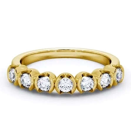 Seven Stone Round Diamond Open Bezel Style Ring 18K Yellow Gold SE11_YG_THUMB1