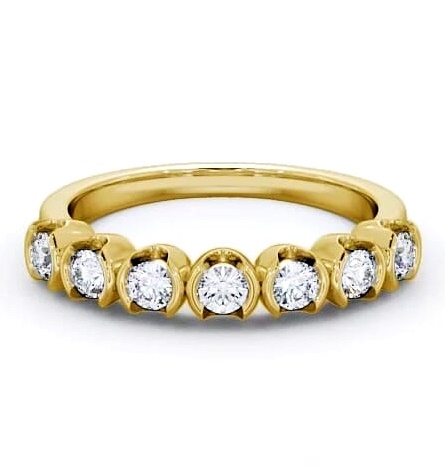 Seven Stone Round Diamond Open Bezel Style Ring 18K Yellow Gold SE11_YG_THUMB2 
