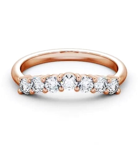 Seven Stone Round Diamond Curved Setting Ring 18K Rose Gold SE12_RG_THUMB1