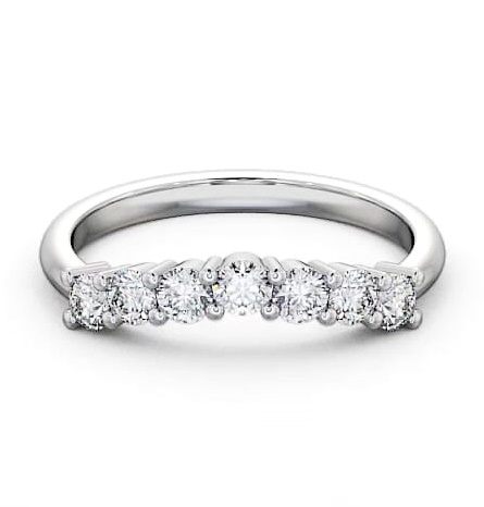 Seven Stone Round Diamond Curved Setting Ring 9K White Gold SE12_WG_THUMB1