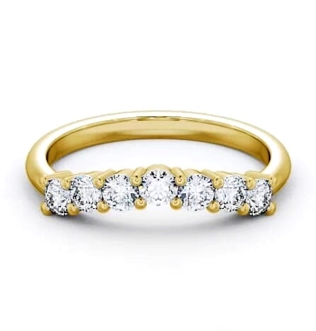 Seven Stone Round Diamond Curved Setting Ring 18K Yellow Gold SE12_YG_THUMB2 