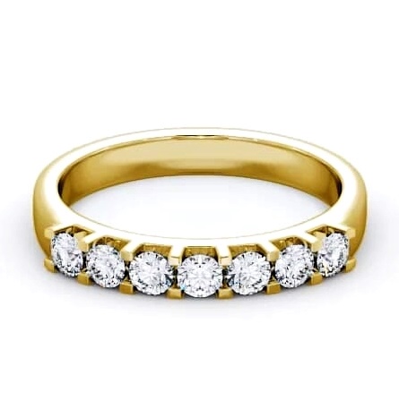 Seven Stone Round Diamond Square Prong Ring 9K Yellow Gold SE13_YG_THUMB1