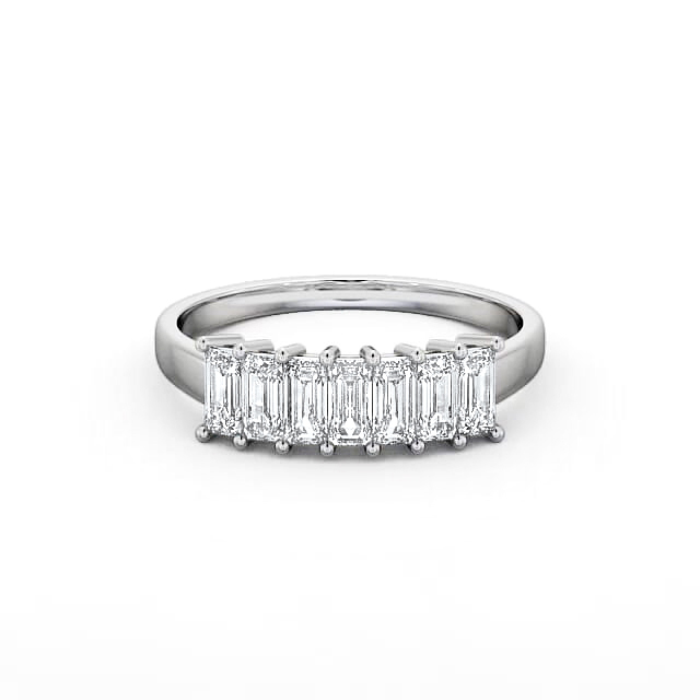 Seven Stone Emerald Diamond Ring 18K White Gold - Zahara SE14_WG_HAND