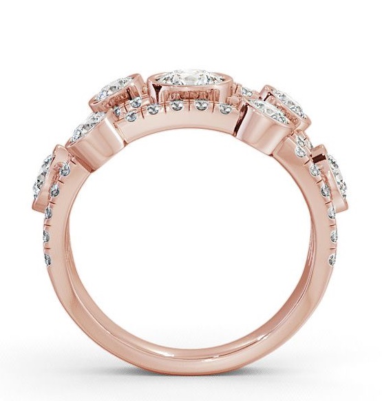 Seven Stone Round Diamond Glamorous Design Ring 9K Rose Gold SE15_RG_THUMB1