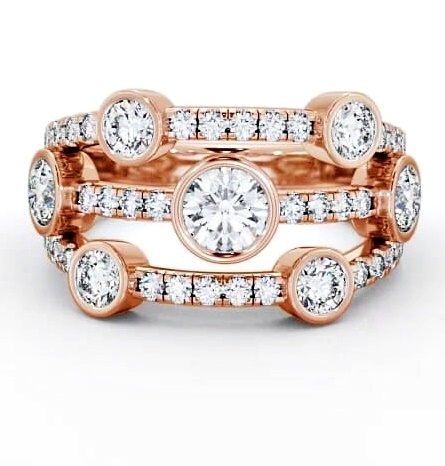 Seven Stone Round Diamond Glamorous Design Ring 18K Rose Gold SE15_RG_THUMB1