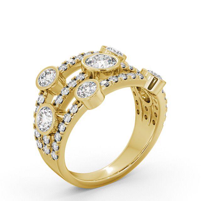 Seven Stone Round Diamond Ring 9K Yellow Gold - Nariah SE15_YG_HAND
