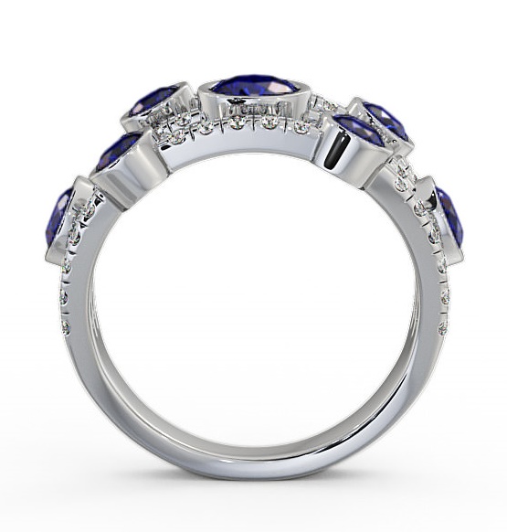 Cluster Seven Stone Blue Sapphire Diamond 2.59ct Ring 18K White Gold SE15GEM_WG_BS_THUMB1 