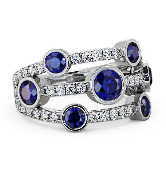 Cluster Seven Stone Blue Sapphire Diamond 2.59ct Ring 18K White Gold SE15GEM_WG_BS_THUMB2 