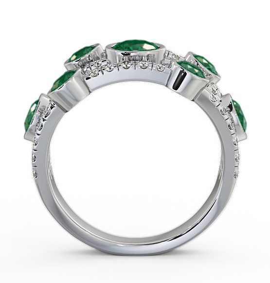 Cluster Seven Stone Emerald and Diamond 1.65ct Ring 18K White Gold SE15GEM_WG_EM_THUMB1 