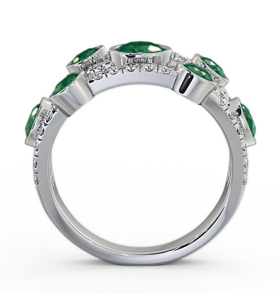 Cluster Seven Stone Emerald and Diamond 2.34ct Ring 18K White Gold SE15GEM_WG_EM_THUMB1 