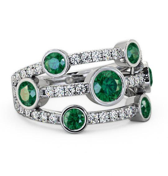 Cluster Seven Stone Emerald and Diamond 1.65ct Ring 18K White Gold SE15GEM_WG_EM_THUMB2 