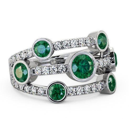 Cluster Seven Stone Emerald and Diamond 2.34ct Ring 18K White Gold SE15GEM_WG_EM_THUMB2 