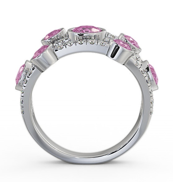 Cluster Seven Stone Pink Sapphire Diamond 2.59ct Ring 18K White Gold SE15GEM_WG_PS_THUMB1 