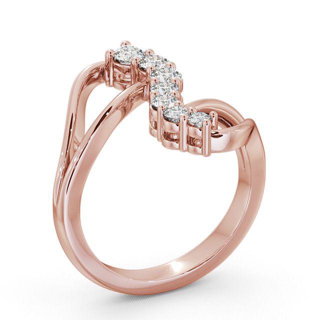 Seven Stone Round Diamond Ring 18K Rose Gold - Karaline SE16_RG_HAND