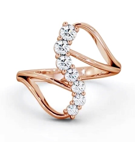 Seven Stone Round Diamond Cocktail Style Ring 18K Rose Gold SE16_RG_THUMB1