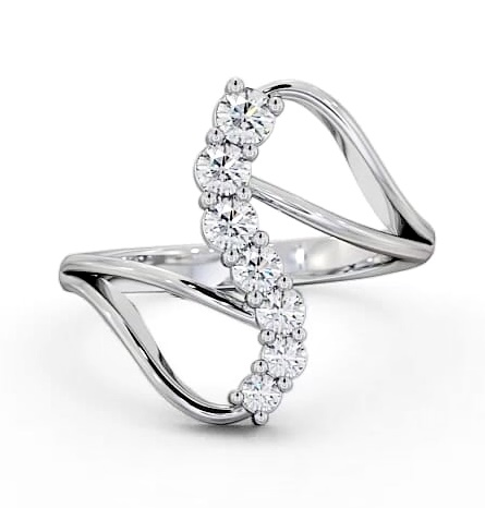 Seven Stone Round Diamond Cocktail Style Ring 9K White Gold SE16_WG_THUMB2 