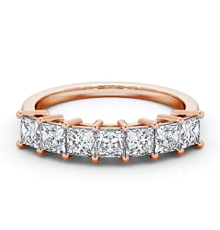 Seven Stone Princess Diamond Traditional Style Ring 18K Rose Gold SE5_RG_THUMB1