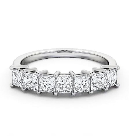 Seven Stone Princess Diamond Traditional Style Ring 18K White Gold SE5_WG_THUMB1