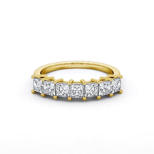 Seven Stone Princess Diamond Ring 18K Yellow Gold - Ariah SE5_YG_HAND