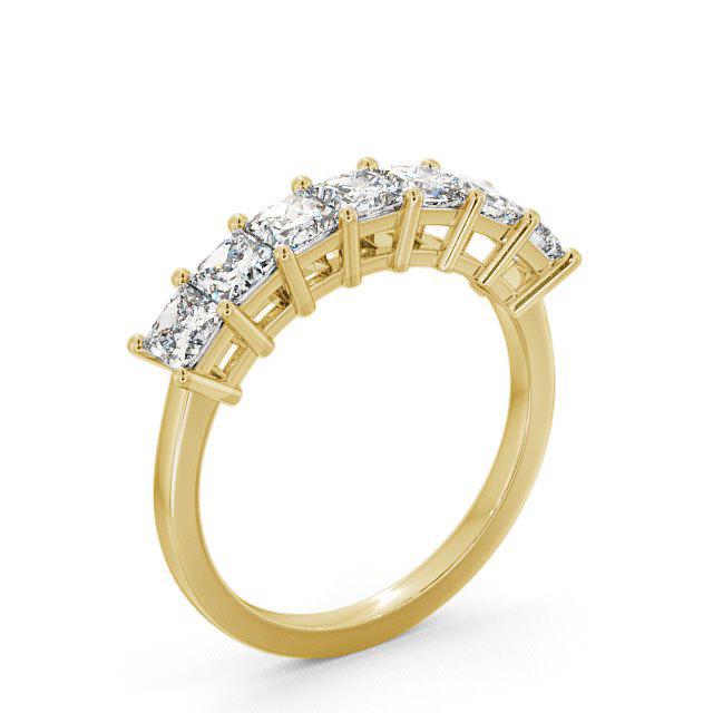 Seven Stone Princess Diamond Ring 9K Yellow Gold - Ariah SE5_YG_HAND