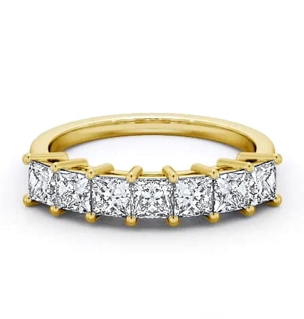 Seven Stone Princess Diamond Traditional Style Ring 18K Yellow Gold SE5_YG_THUMB1