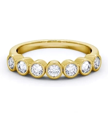 Seven Stone Round Diamond Bezel Set Ring 18K Yellow Gold SE6_YG_THUMB1