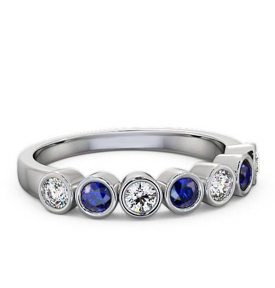 Seven Stone Blue Sapphire and Diamond 0.51ct Ring 9K White Gold SE6GEM_WG_BS_THUMB1