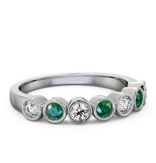 Seven Stone Emerald and Diamond 0.45ct Ring 18K White Gold SE6GEM_WG_EM_THUMB1