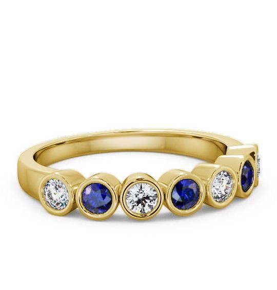 Seven Stone Blue Sapphire and Diamond 0.51ct Ring 9K Yellow Gold SE6GEM_YG_BS_THUMB1