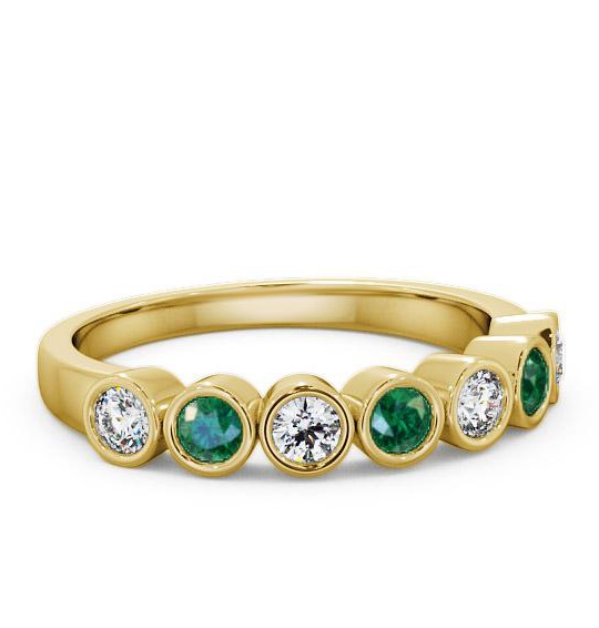 Seven Stone Emerald and Diamond 0.45ct Ring 18K Yellow Gold SE6GEM_YG_EM_THUMB1