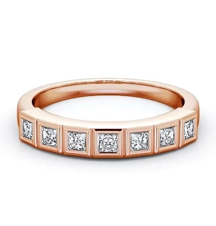 Seven Stone Princess Diamond Unique Bezel Set Ring 9K Rose Gold SE7_RG_THUMB2 