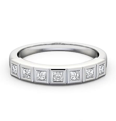 Seven Stone Princess Diamond Unique Bezel Set Ring Platinum SE7_WG_THUMB2 