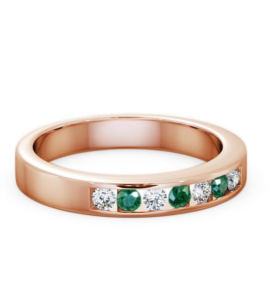 Seven Stone Emerald and Diamond 0.24ct Ring 18K Rose Gold SE8GEM_RG_EM_THUMB2 