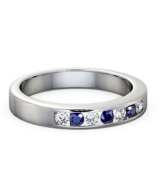 Seven Stone Blue Sapphire and Diamond 0.27ct Ring 9K White Gold SE8GEM_WG_BS_THUMB1