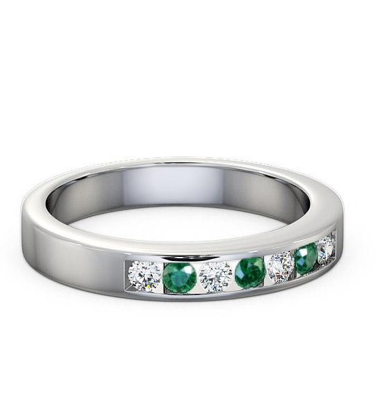 Seven Stone Emerald and Diamond 0.24ct Ring 18K White Gold SE8GEM_WG_EM_THUMB2 