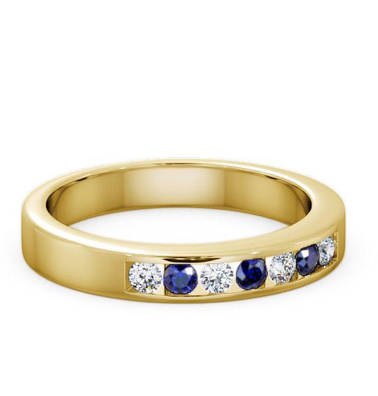 Seven Stone Blue Sapphire and Diamond 0.27ct Ring 9K Yellow Gold SE8GEM_YG_BS_THUMB1