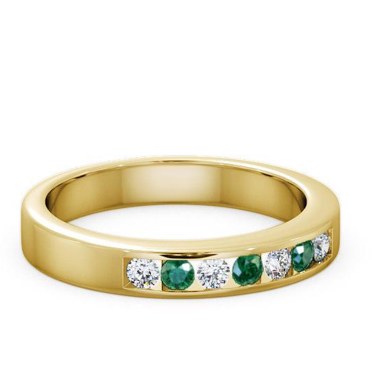 Seven Stone Emerald and Diamond 0.24ct Ring 9K Yellow Gold SE8GEM_YG_EM_THUMB2 