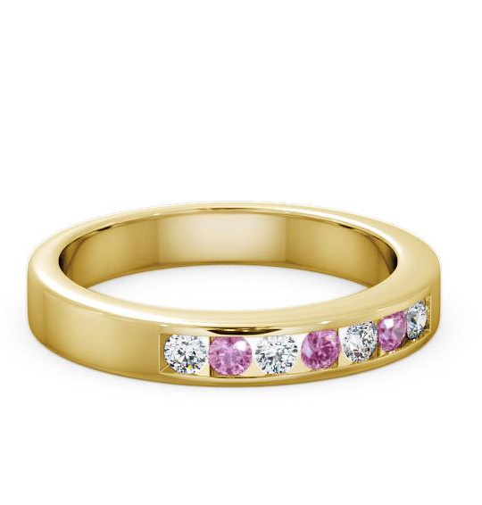 Seven Stone Pink Sapphire and Diamond 0.27ct Ring 18K Yellow Gold SE8GEM_YG_PS_THUMB1