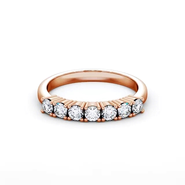 Seven Stone Round Diamond Ring 18K Rose Gold - Madden SE9_RG_HAND