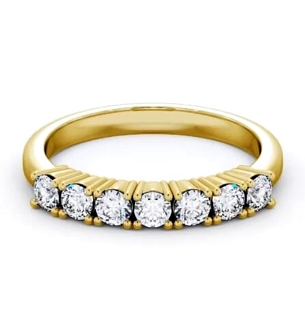 Seven Stone Round Diamond Prong Set Ring 9K Yellow Gold SE9_YG_THUMB1